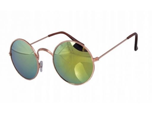 Okulary lenonki lustrzanki hippie retro srebrne