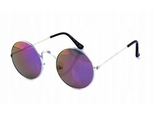 Okulary lenonki lustrzanki hippie retro srebrne