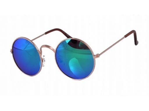 Okulary lenonki lustrzanki hippie retro srebrne