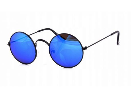 Okulary lenonki lustrzanki hippie retro srebrne