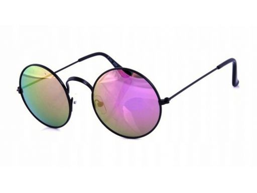 Okulary lenonki lustrzanki hippie retro srebrne