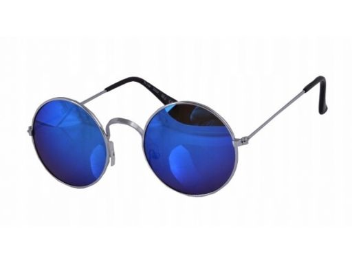 Okulary lenonki lustrzanki hippie retro srebrne
