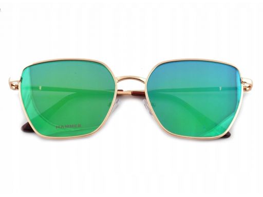 Okulary metalowe zielone przeciwsłoneczne unisex
