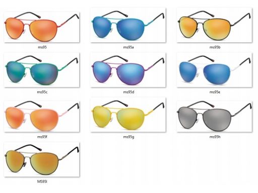 Pilotki czarne okulary lustrzanki aviator unisex