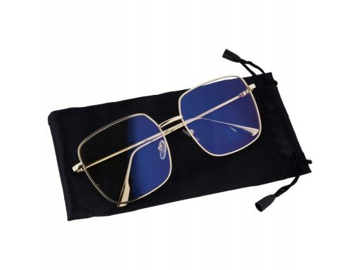 Damskie okulary zerówki złote z antyrefleksem