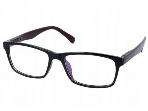Okulary antyrefleks zerówki nerdy prostokątne flex