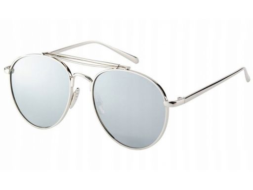 Aviator okulary damskie srebrne lustrzanki lenonki