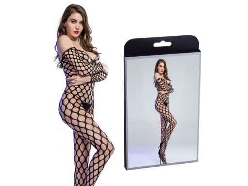 Siateczka duże oczka, bodystocking bez ramiączek