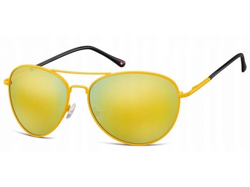 Pilotki żółte okulary lustrzanki aviatory męskie