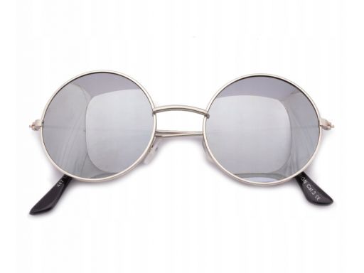 Srebrne okulary lenonki przeciwsłoneczne unisex