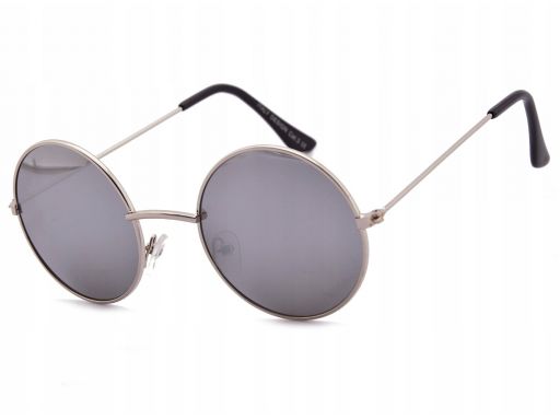 Srebrne okulary lenonki przeciwsłoneczne damskie