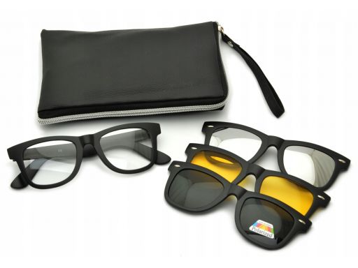 Okulary nakładki nerdy polaryzacja żółte+lustra