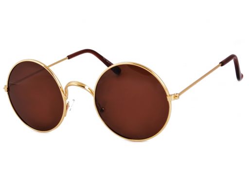 Okulary lenonki złote brązowe hippie retro lenon