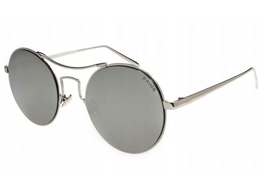 Okrągłe okulary damskie srebrne lustrzanki lenonki