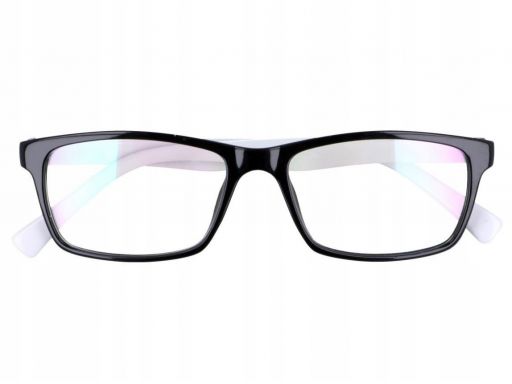 Okulary antyrefleks zerówki nerdy prostokątne flex