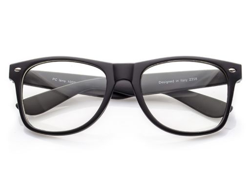 Okulary zerówki nerdy czarne matowe damskie męskie