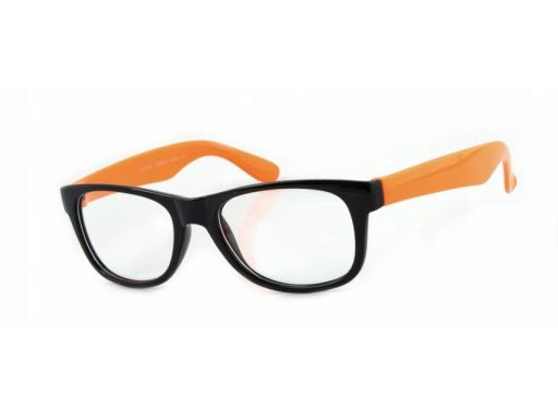 Okulary zerówki kujonki nerdy pomarańczowe + etui