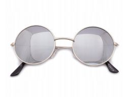 Srebrne okulary lenonki przeciwsłoneczne unisex