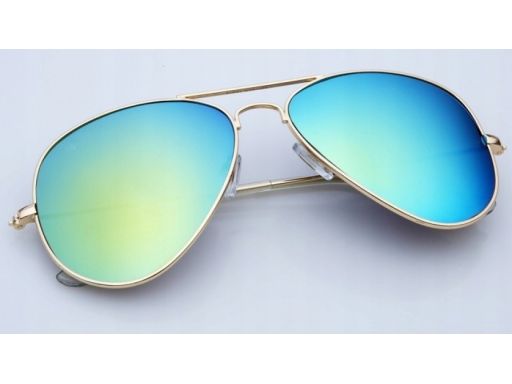 Okulary lustrzanki aviator pilotki zielone damskie