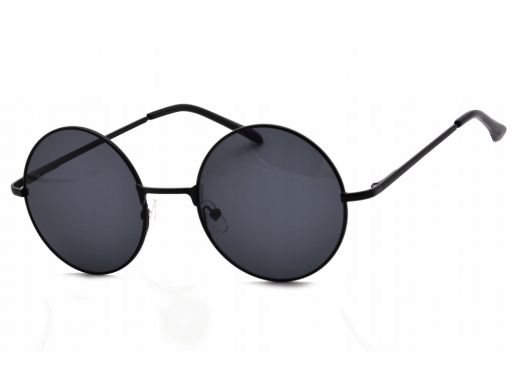 Czarne okulary lenonki przeciwsłoneczne hippie