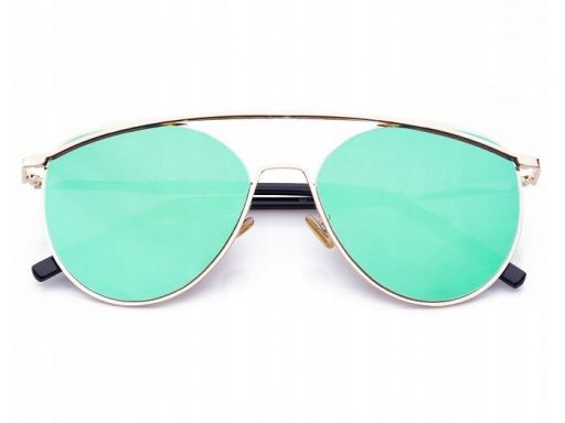 Glam rock okulary damskie lustrzanki pilotki green