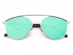 Glam rock okulary damskie lustrzanki pilotki green