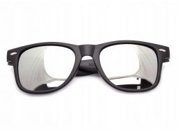 Okulary lustrzanki czarne nerdy uv 400 matowe