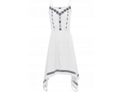 B.p.c biała asymetryczna sukienka z haftem 38.