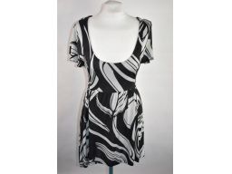 H&m bluzka-tunika biało-czarna r.m