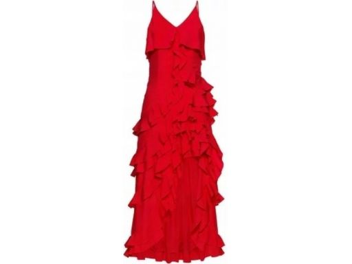 B.p.c czerwona sukienka z falbanami hit: r. 48