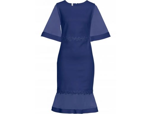 B.p.c kobaltowa sukienka z koronką: r.48/50