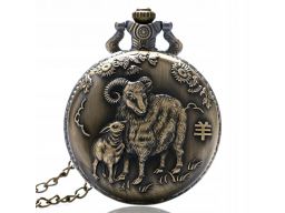 Piękny zegarek kieszonkowy koza owca baran zodiak