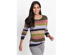 *b.p.c sweter w kolorowe szerokie paski 44/46.
