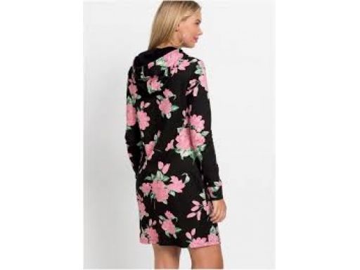 *b.p.c sukienka dresowa czarna w kwiaty 40/42.