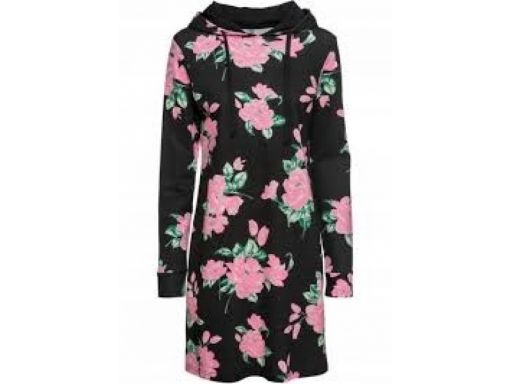 *b.p.c sukienka dresowa czarna w kwiaty 40/42.