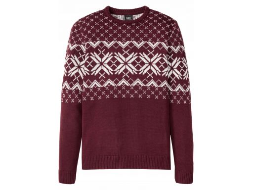 B.p.c sweter bordowy męski we wzory 3xxl.