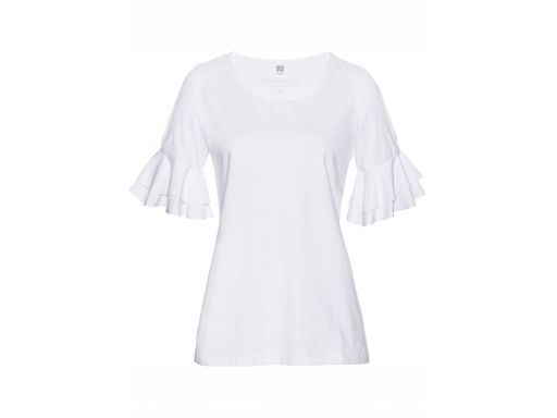 B.p.c t-shirt damski biały z falbankami: r. 44/46