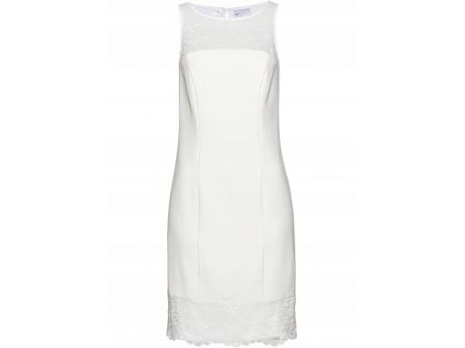 B.p.c sukienka biała z koronką klasyczny krój r.42