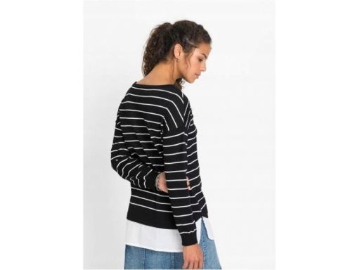 *b.p.c sweter w paski z koszulowym dołem r.48/50