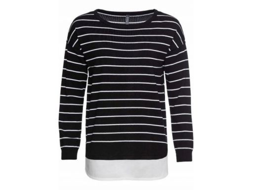 *b.p.c sweter w paski z koszulowym dołem r.48/50