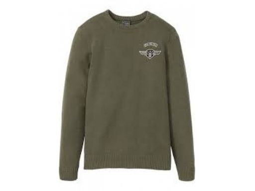 *b.p.c sweter męski khaki z naszywką r.l