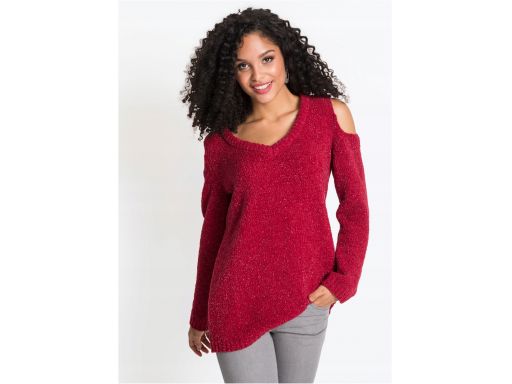 B.p.c czerwony sweter w serek 32/34.