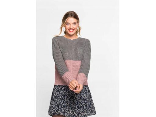 *b.p.c krótki sweter szaro różowy ^40/42