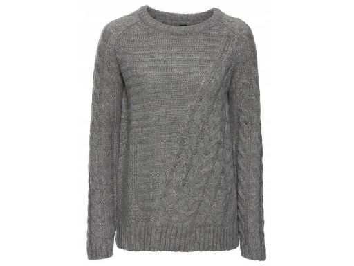 *b.p.c sweter szary z plecionym wzorem ^40/42