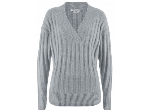 B.p.c szary sweter w serek damski 40/42.