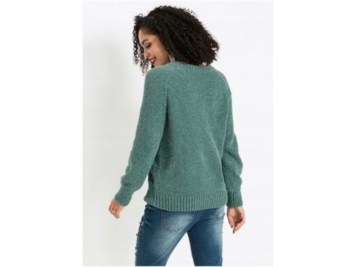 *b.p.c sweter z szenilii zielony z nitką r.40/42