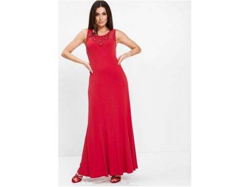 B.p.c czerwona długa sukienka z koralikami 48/50.