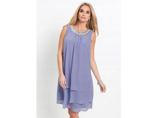 *b.p.c sukienka fioletowa szyfonowa zdobienie r.50