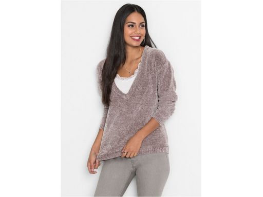 B.p.c sweter z szenilii beżowo- szary *44/46