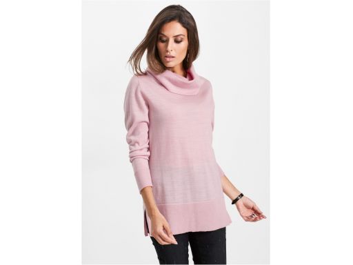 *b.p.c sweter z szerokim golfem różowy r.40/42